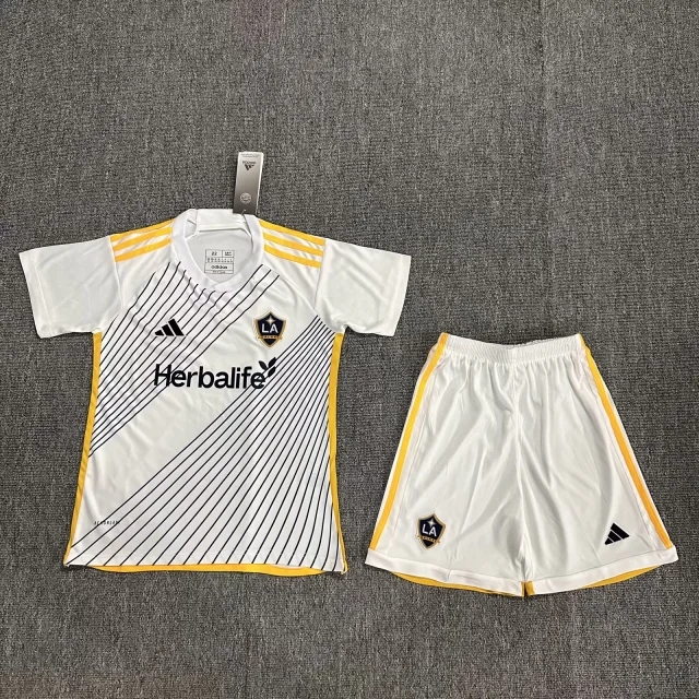 2024 2025 Los Angeles Galaxy Domicile Blanc Ensemble de Vetements de Enfants Maillot