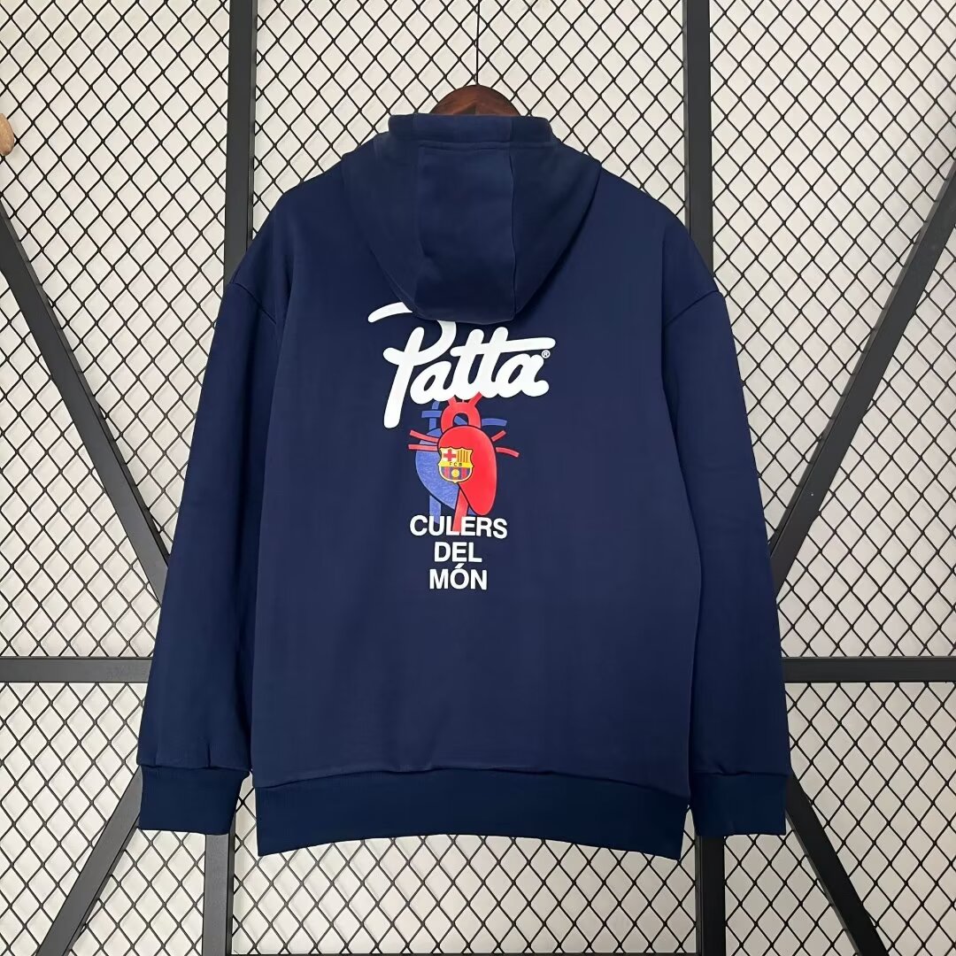 2024-2025 Barcelona Patta Hoodies Blue Jersey