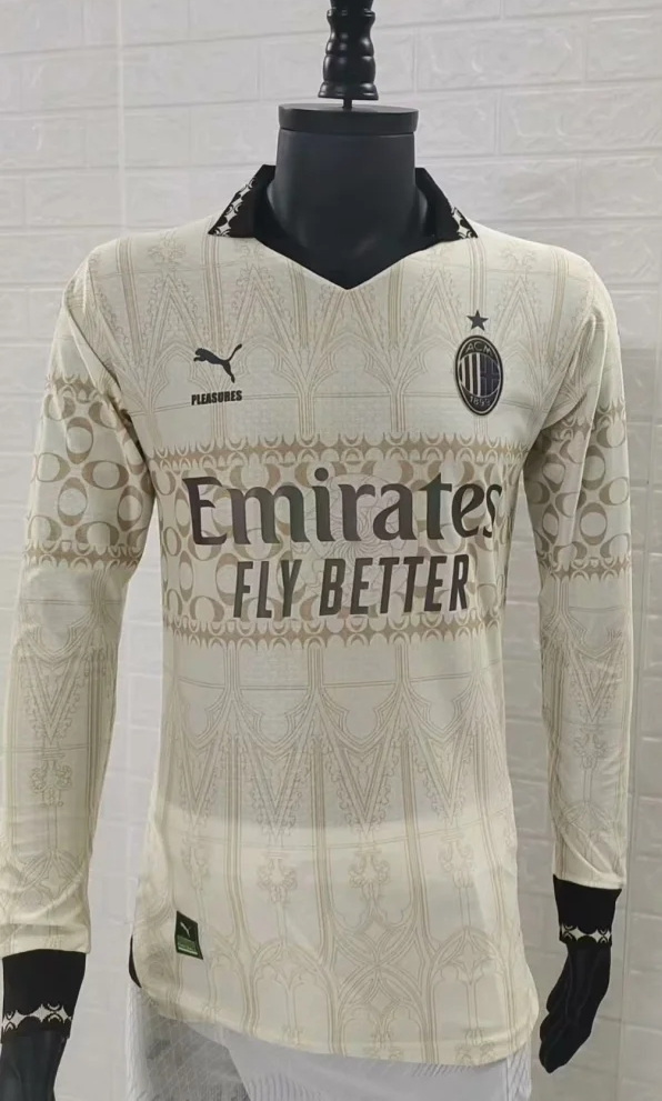 2024-2025 AC Milan and Pleasures White Long Sleeves Jersey