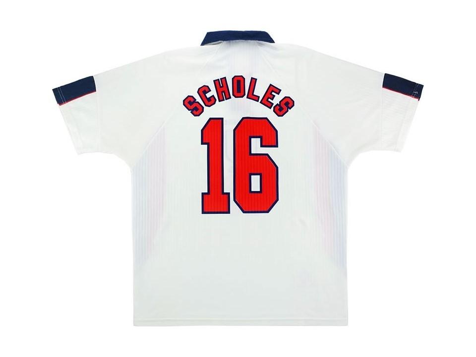 1998 Angleterre Domicile Chemise Scholes #16 Coupe du Monde