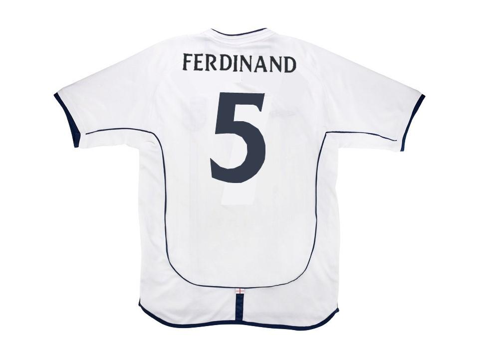 2002 England Home Shirt Ferdinand #5 World Cup