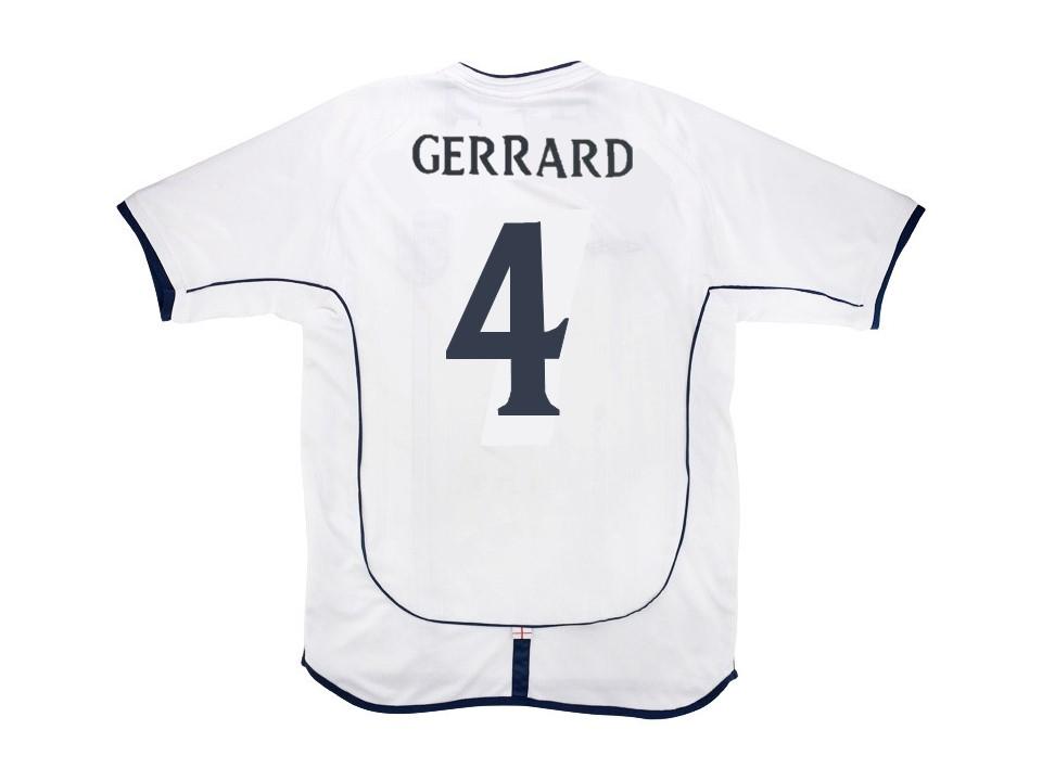 2002 England Home Shirt Gerrard #4 World Cup