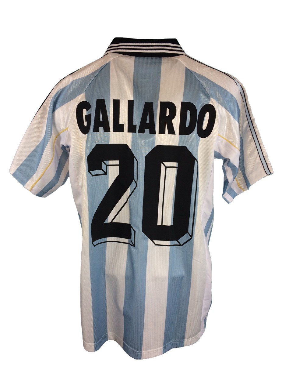 1998 Argentina Home Jersey Gallardo #20 World Cup