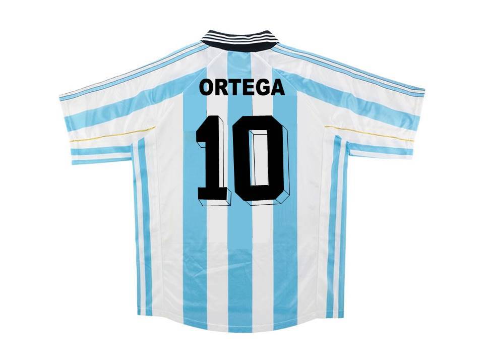 1998 Argentina Home Jersey Ortega #10 World Cup