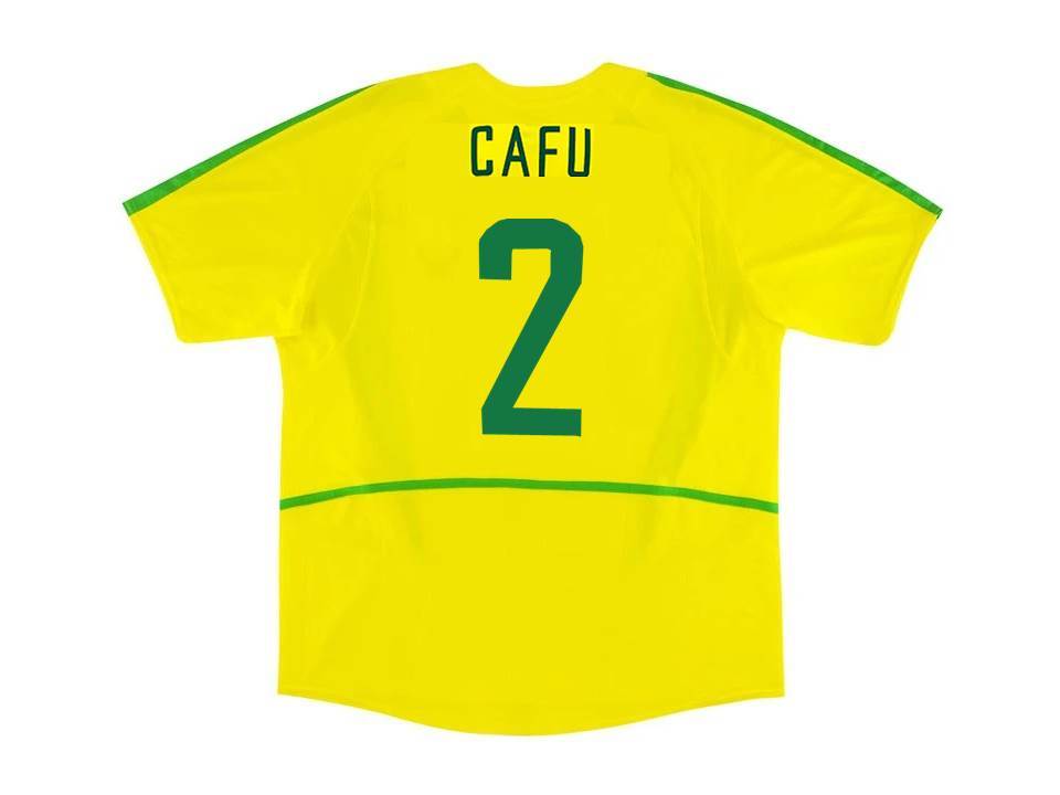 2002 Bresil Domicile Maillot Cafu #2 Coupe du Monde