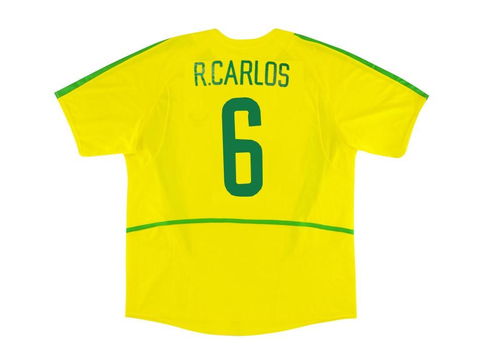 2002 Bresil Domicile Maillot Roberto Carlos #6 Coupe du Monde