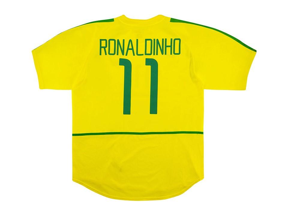 2002 Bresil Domicile Maillot Ronaldinho #11 Coupe du Monde