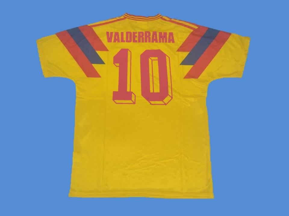 1990 Colombia Home Jersey Yellow Valderrama #10 World Cup