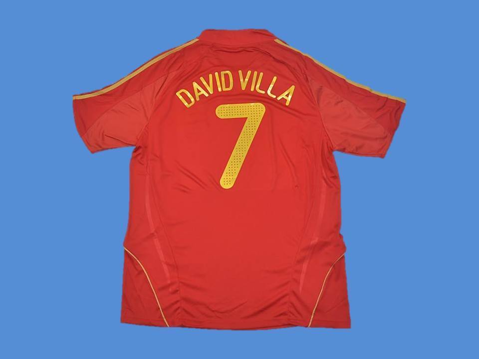 2008 Espagne Domicile Maillot Espaa Villa #7 Coupe d'Europe