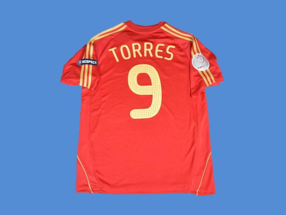 2008 Espagne Domicile Maillot Torres #9 Coupe d'Europe