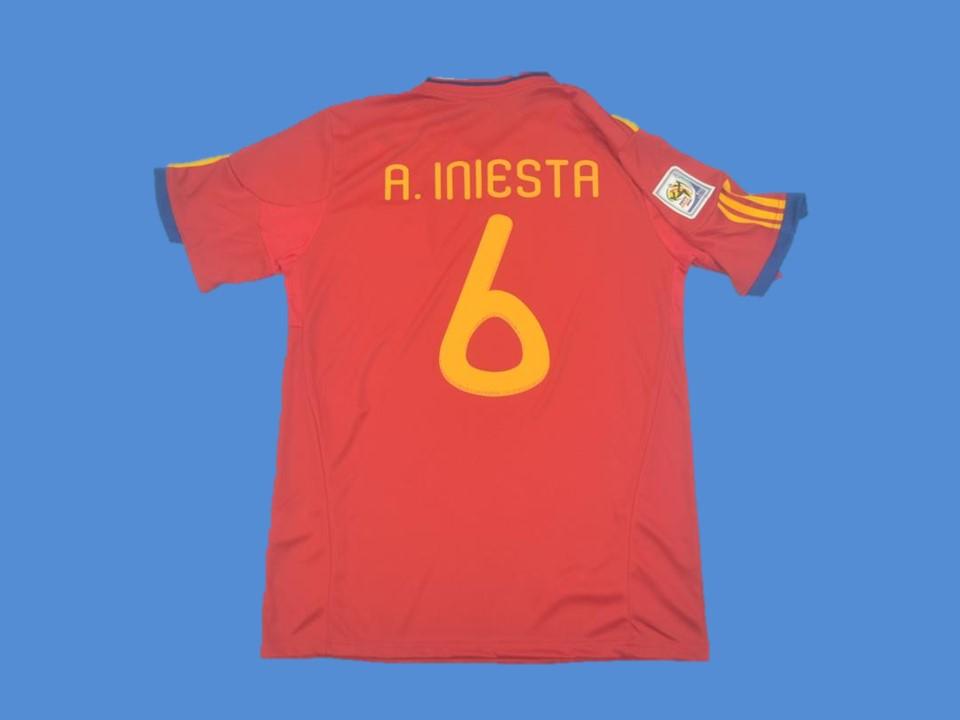 2010 Espagne Domicile Maillot Espaa A.Iniesta #6 Coupe du Monde