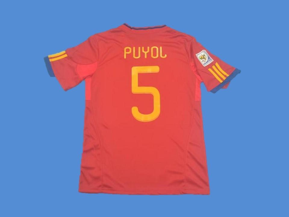 2010 Espagne Domicile Maillot Espaa Puyol #5 Coupe du Monde