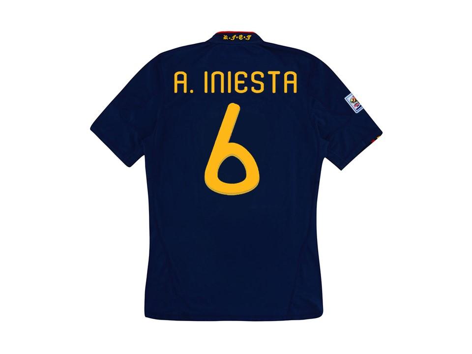 2010 Espagne Exterieur Chemise Espaa Iniesta #6 Final Coupe du Monde