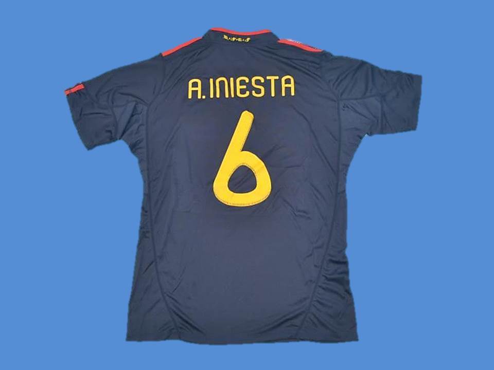 2010 Espagne Exterieur Maillot Espaa Iniesta #6 Final Coupe du Monde