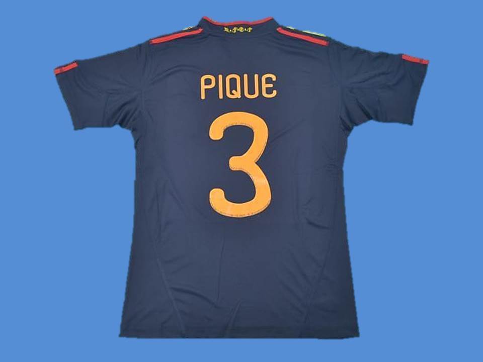 2010 Spain Away Jersey Espaa Pique #3 Final World Cup