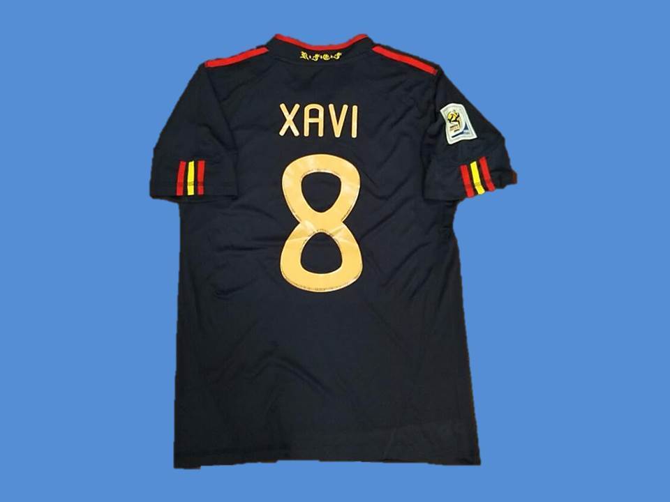 2010 Espagne Exterieur Maillot Espaa Xavi #8 Final Coupe du Monde