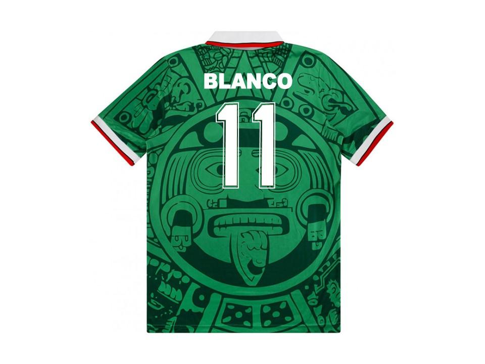 1998 Mexique Domicile T-Shirt Chemise Blanc #11 Coupe du Monde