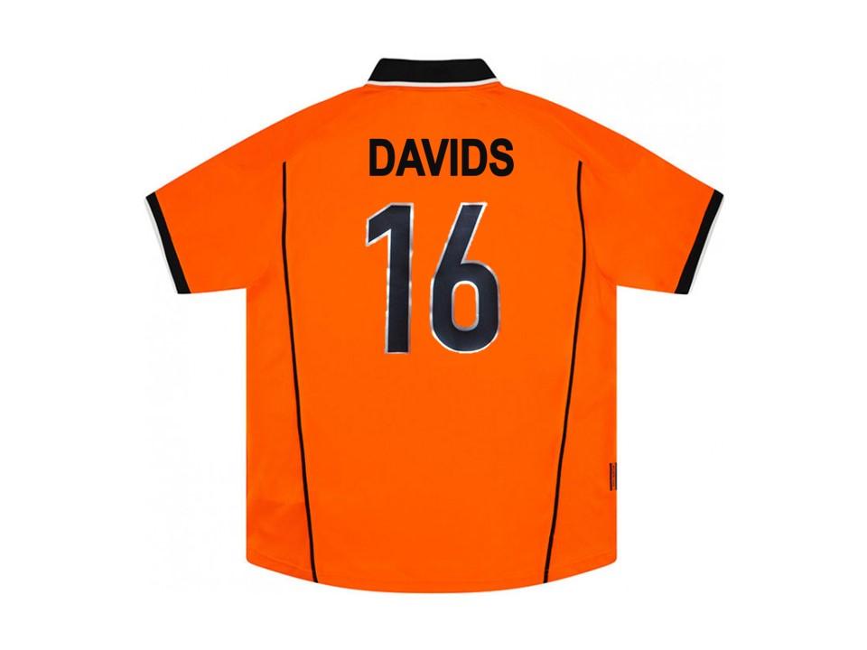 1998 Netherlands Home Shirt Davids #16 World Cup