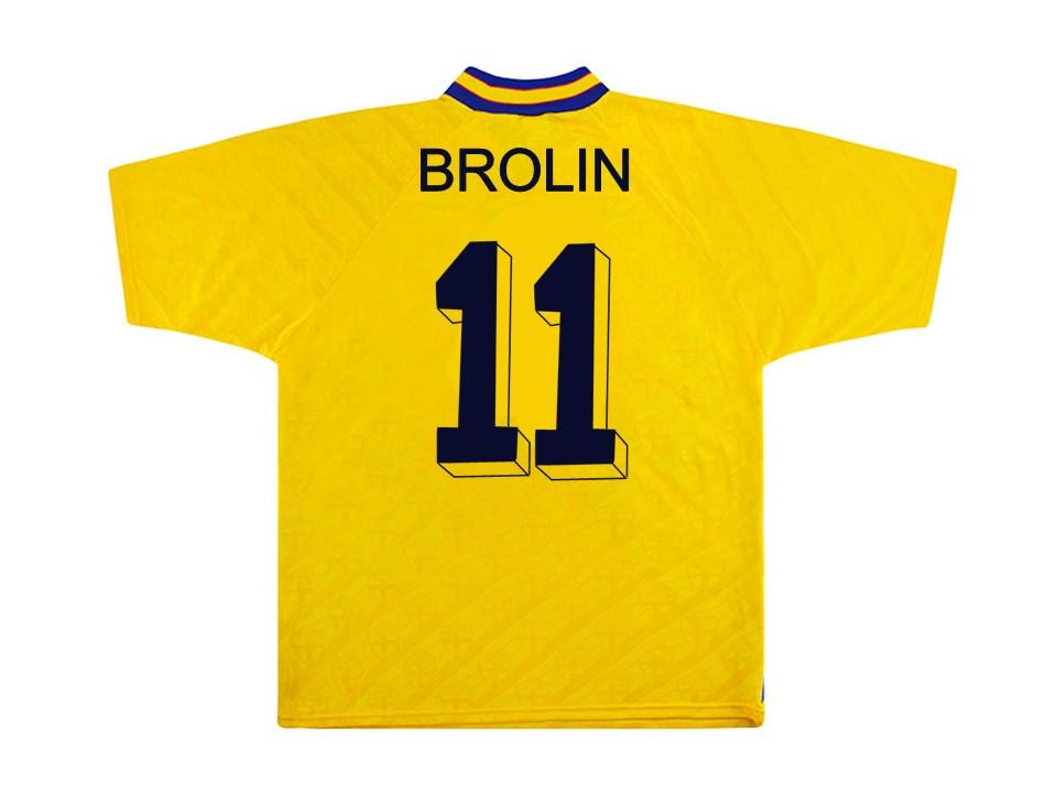 1994 Sweden Home Shirt Brolin #11 World Cup