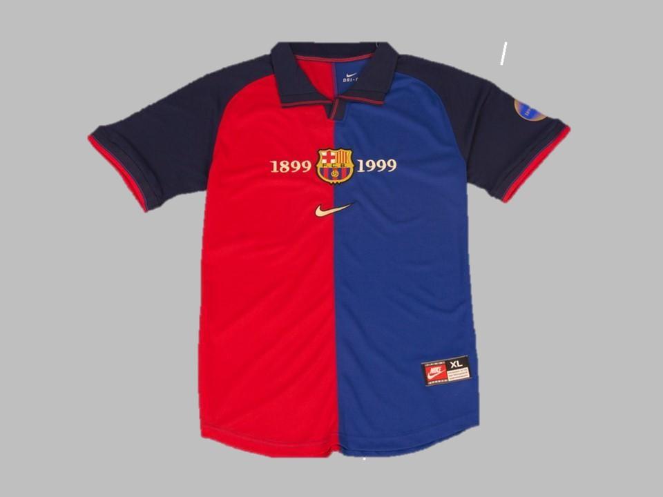 1999 Barcelona Home Shirt 100 Years