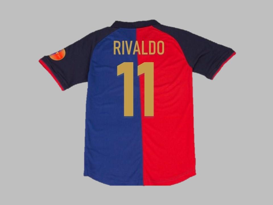 1999 Barcelone Domicile Chemise Rivaldo #11 100 Years