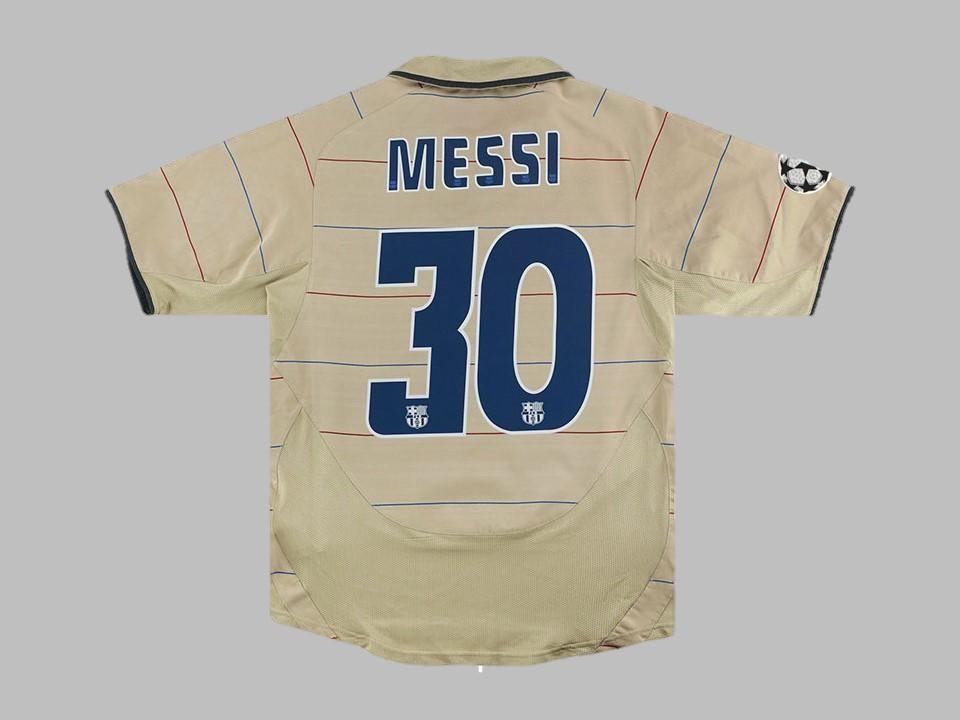 2003 04 Barcelona Away Shirt Messi #30 Ucl Patches