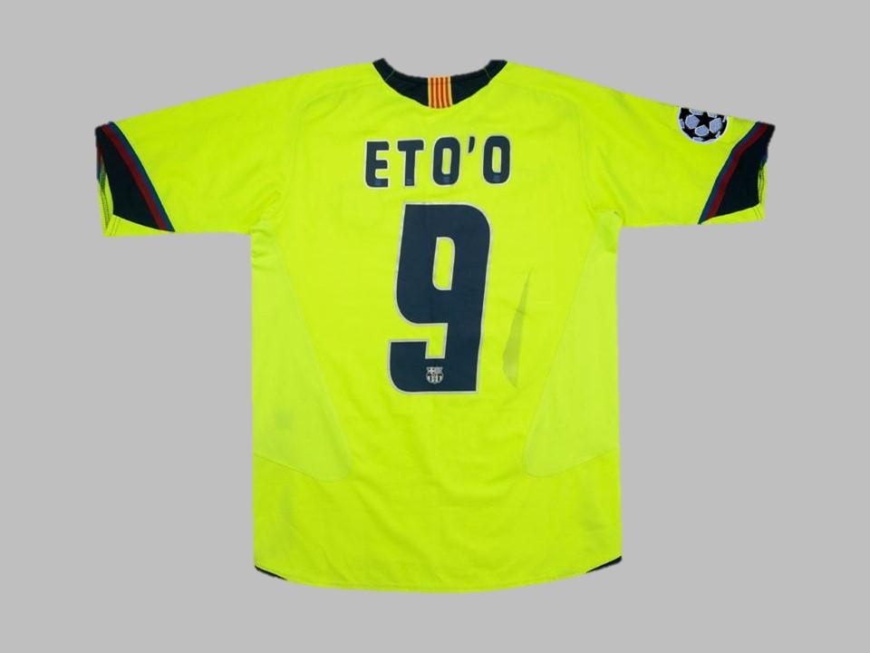 2005 2006 Barcelona Away Shirt Eto #9 Ucl Patches