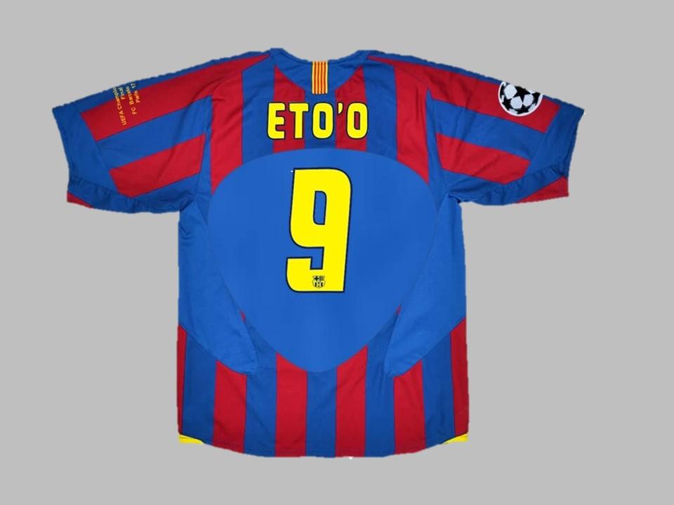 2006 Barcelona Home Shirt Eto #9 Ucl Patches Final