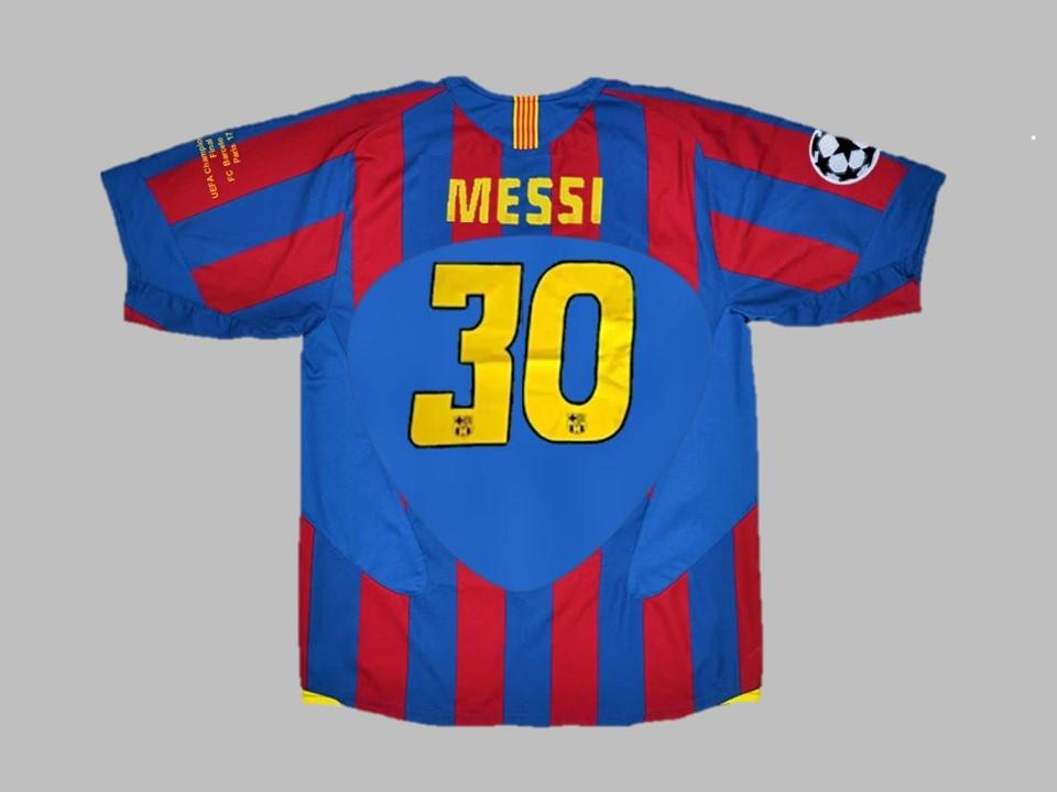 2006 Barcelona Home Shirt Messi #30 Ucl Patches Final