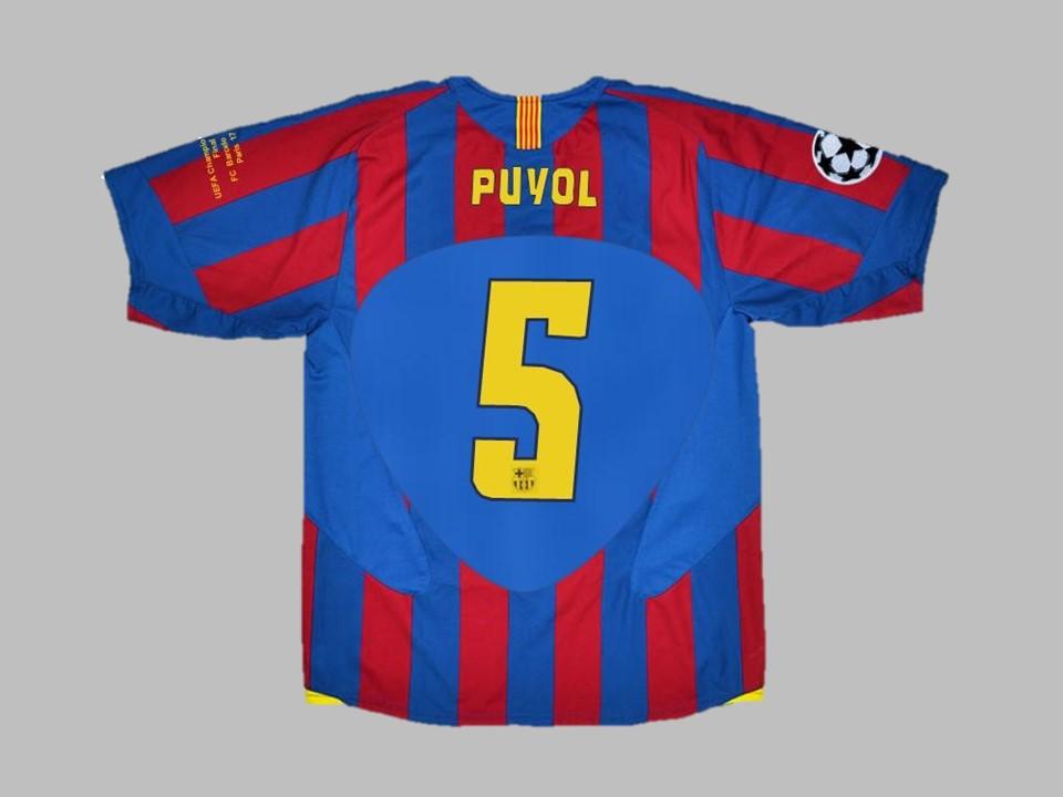 2006 Barcelone Domicile Chemise Puyol #5 Ucl Flocage Insigne Final