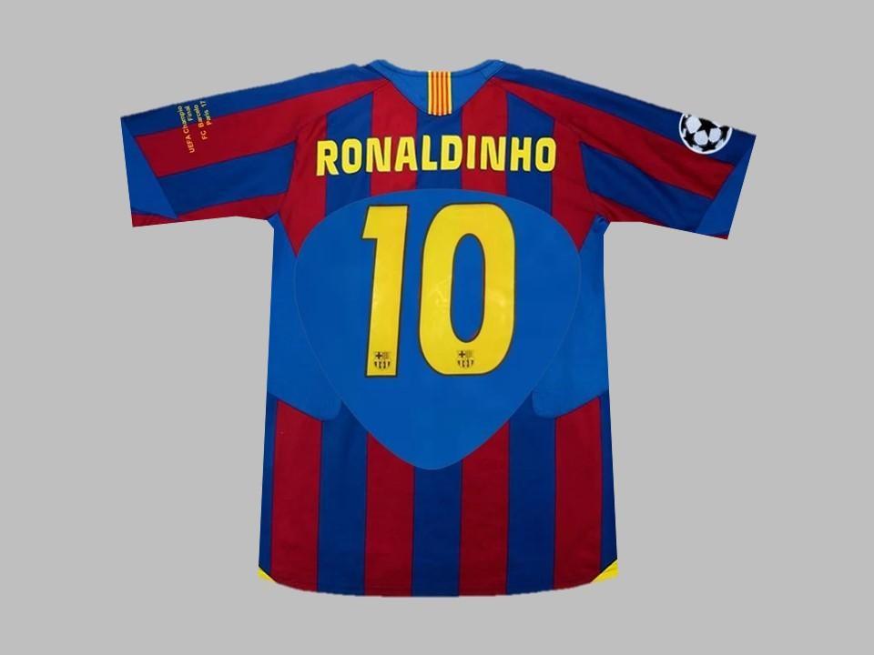 2006 Barcelone Domicile Chemise Ronaldinho #10 Ucl Flocage Insigne Final