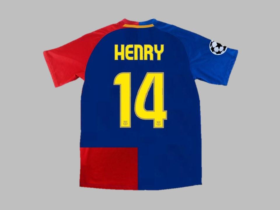 2008 09 Barcelone Domicile Chemise Henry #14 Ucl Flocage Insigne Final