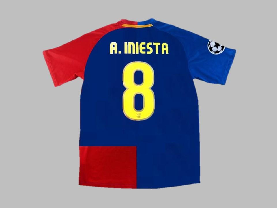 2008 2009 Barcelona Home Shirt Iniesta #8 Ucl Patches Final