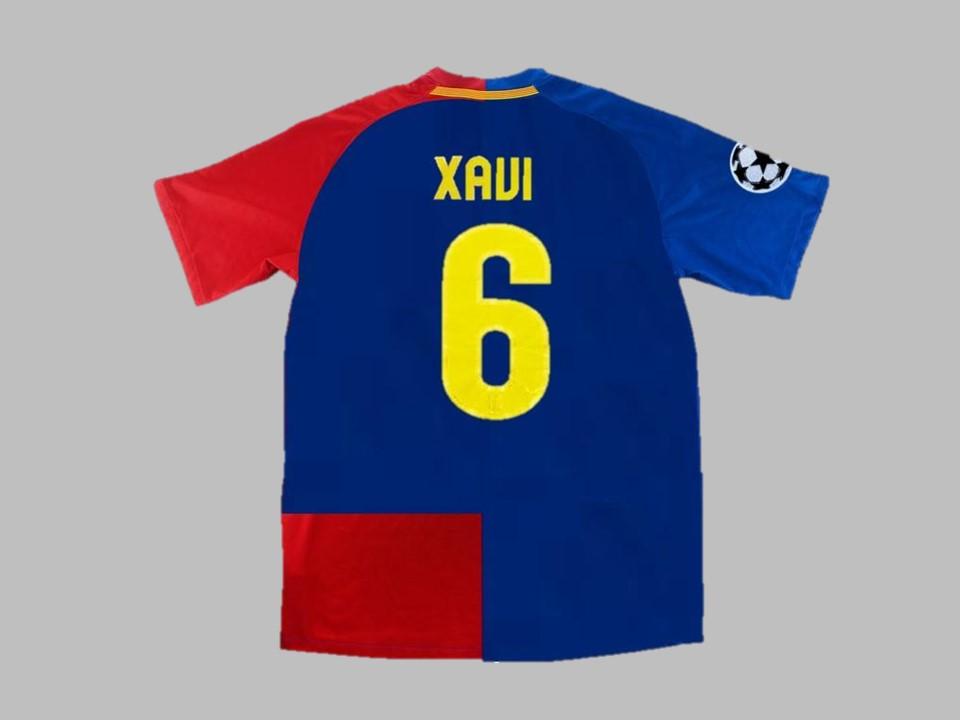 2008 2009 Barcelona Home Shirt Xavi #6 Ucl Patches Final