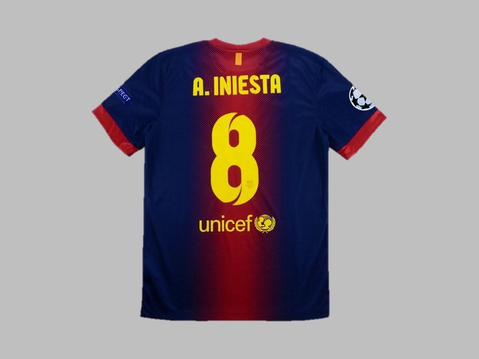 2012 2013 Barcelone Domicile Chemise Ucl Flocage Insigne A.Iniesta #8