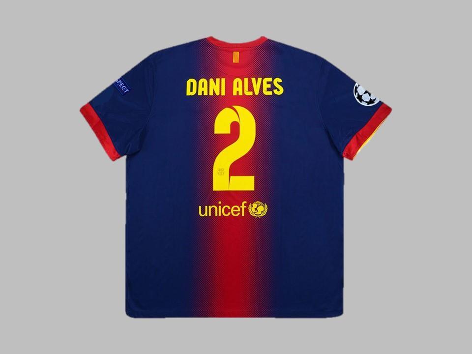 2012 2013 Barcelona Home Shirt Ucl Patches Dani Alves #2