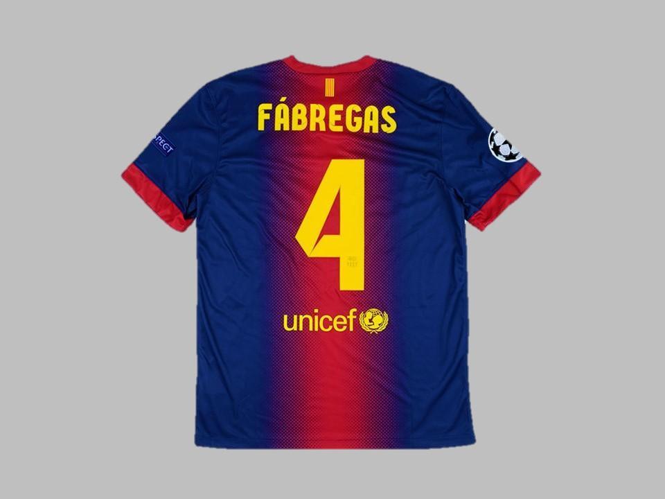 2012 2013 Barcelona Home Shirt Ucl Patches Fabregas #4