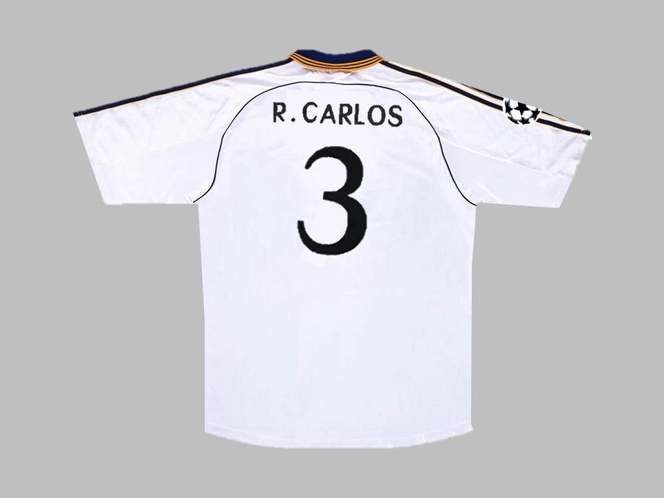 1999-2000 Real Madrid Home Shirt Roberto Carlos #3 Champions