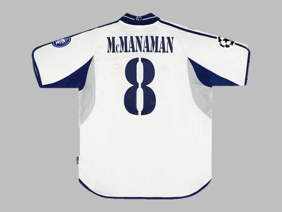 2000/2001 Real Madrid Domicile Chemise Mcmanaman #8 Ucl Flocage Insigne