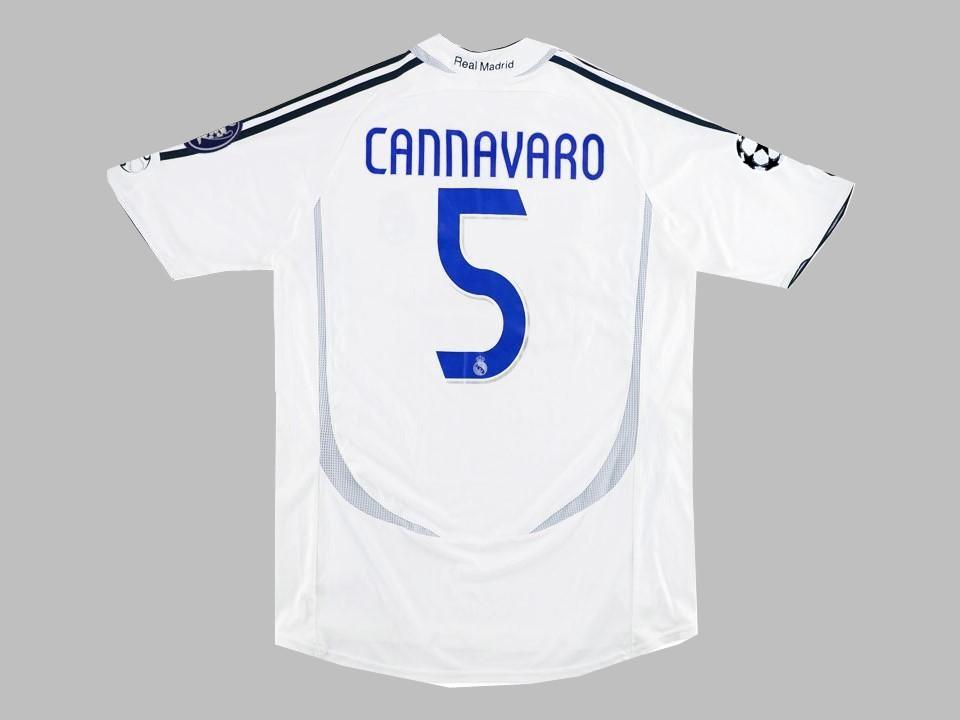 2006/2007 Real Madrid Domicile Chemise Cannavaro #5 Ucl Flocage Insigne