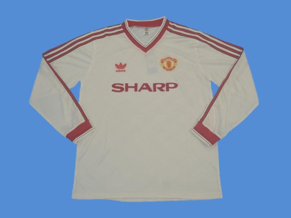 1986 1988 Manchester United Away Long Sleeves Jersey White