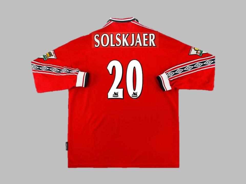 1998/1999 Manchester United Domicile Manches Longues Chemise Solskjaer #20