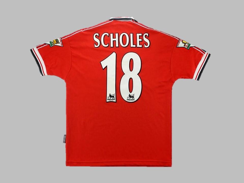 1998-99 Manchester United Domicile Chemise Scholes #18