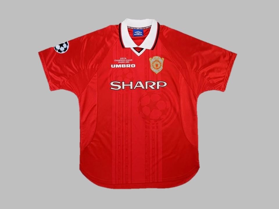 1999 Manchester United Domicile Chemise Ucl Flocage Insigne Final