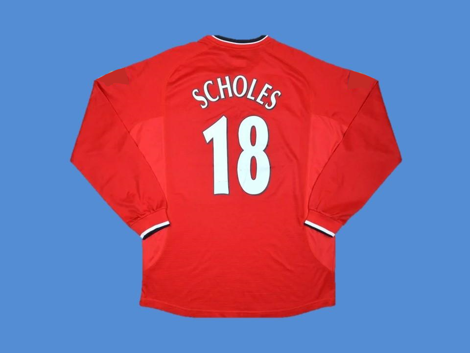 2000 2001 Manchester United Home Long Sleeves Jersey Scholes #18