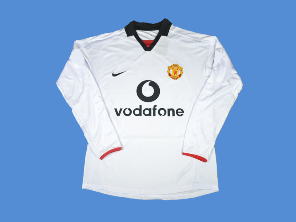 2003/2004 Manchester United Exterieur Manches Longues Maillot Blanc