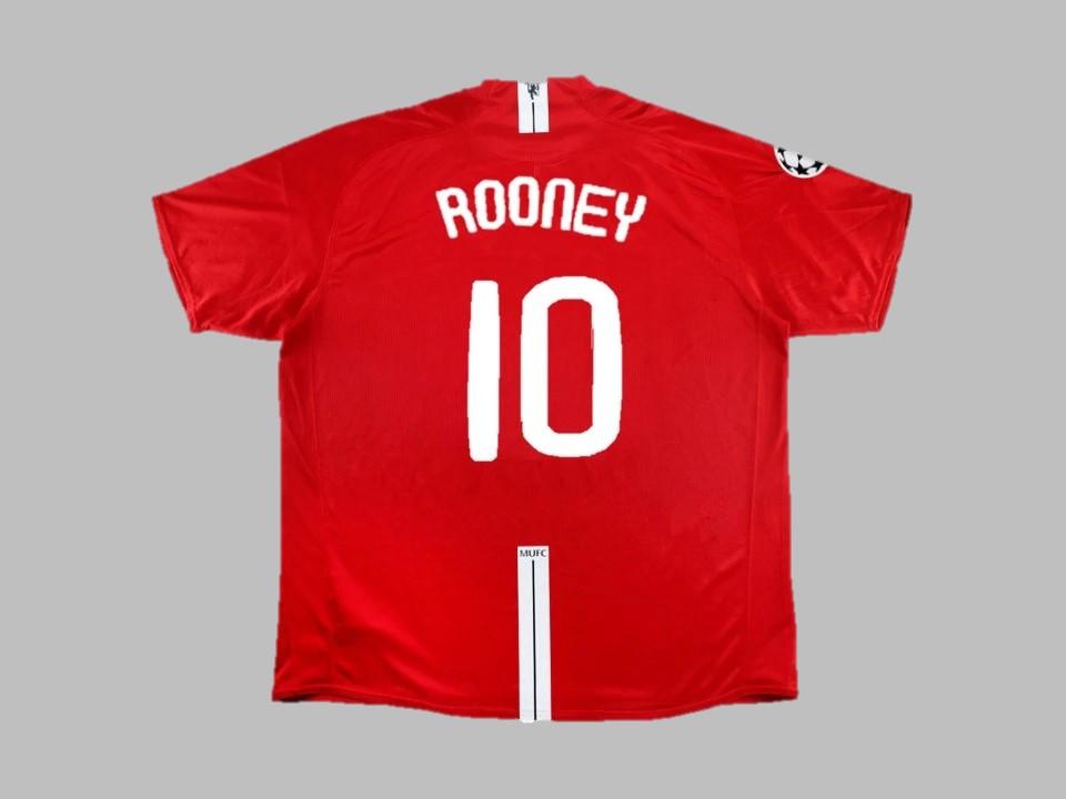 2007 08 Manchester United Domicile Maillot Rooney #10 Ucl Flocage Insigne Final