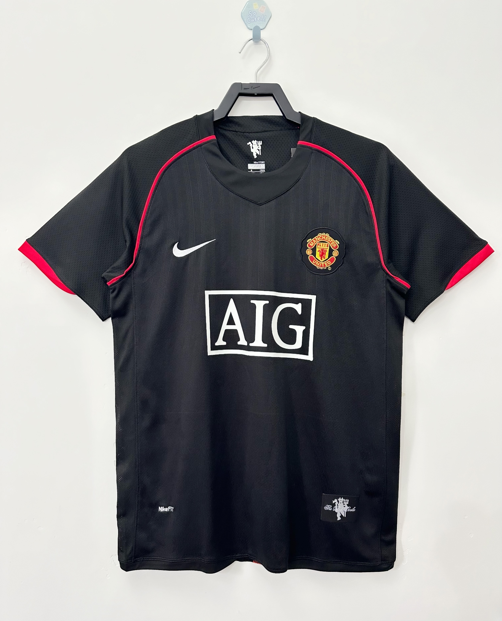 2007-2008 Manchester United Deuxieme Exterieur Maillot Noir