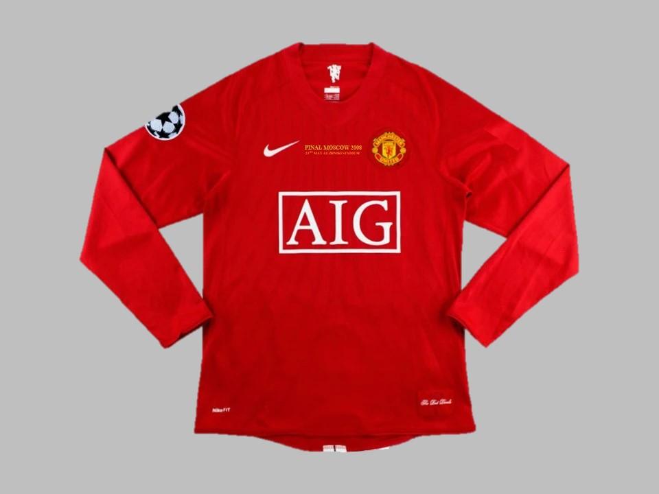 2007/2008 Manchester United Home Long Sleeves Jersey Ucl Patches Final