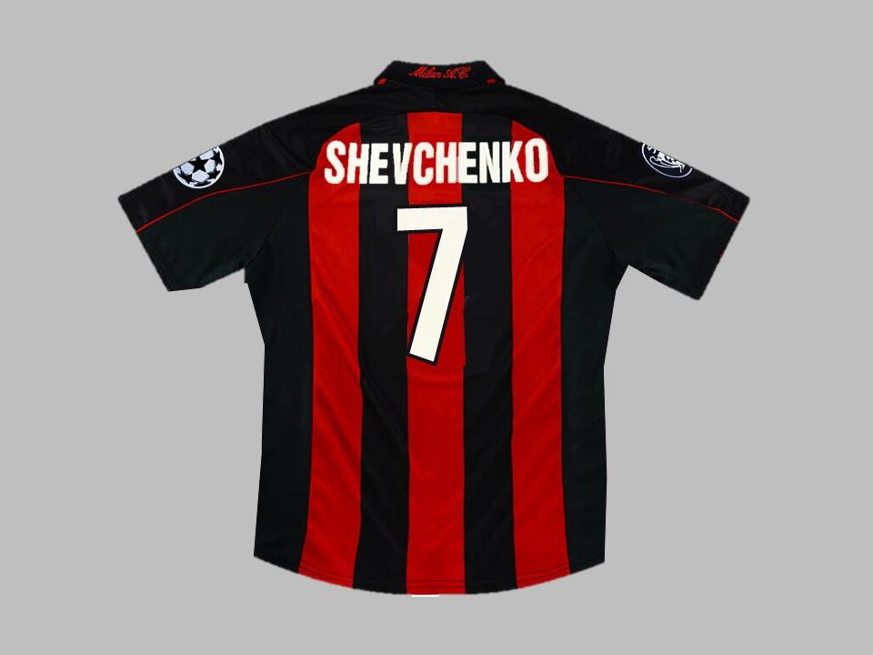 2000 2002 AC Milan Home Shirt Shevchenko #7 Champions League